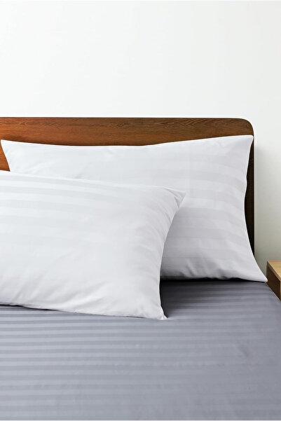pistore غطاء وسادة من الساتان القطني باللون الأبيض مكون من قطعتين - غطاء وساد...