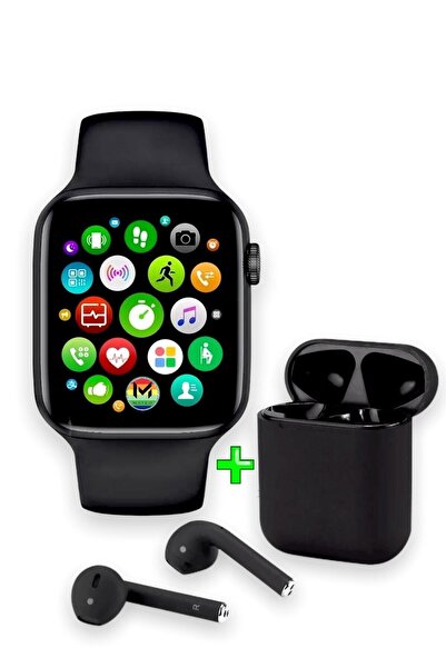 GAMER ® Akıllı Saat L800 + Aırpods I12 Kablosuz Kulaklık Ikili Siyah Set Uyumlu