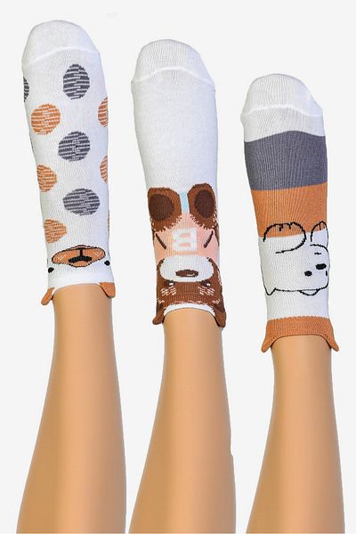 Moda1001 Комплект от 3 различни дамски чорапи с ботуши и уши - с шарки