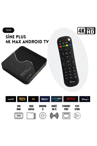 Sine Plus 4k Max 16gb Hafıza Android 11 Tv Box 4k Uhd Medya Player