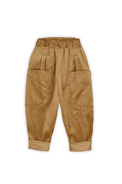 Catz Kids Yumuşak Kadife 2'li Boyfriend Pantolon ( Camel&Krem )