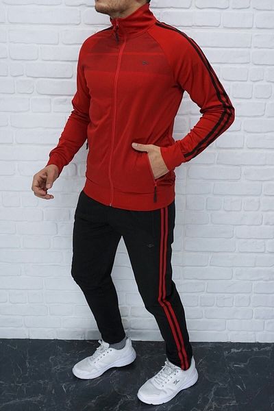 DYNAMO Men's Red Tracksuit Set Diver Fabric Side Striped