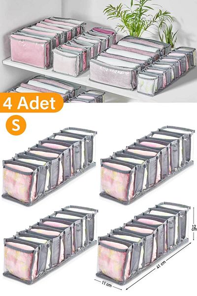 Serstil 4 Pieces - 11 Compartments Transparent Drawer Organizer - Small