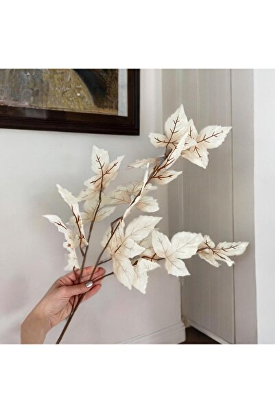 PEKİBU UZUN YAPAY SONBAHAR YAPRAK BUKETİ KREM