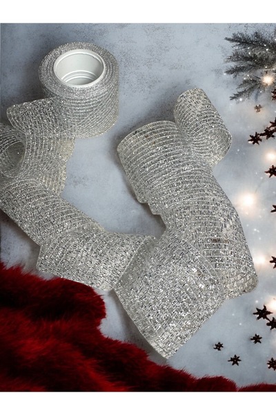 BukiroAtelier Paketleme Kurdelesi Altın Jüt File Kurdele Delikli Kurdele Gümüş Kırmızı File Kurdele 3mt 4 Cm