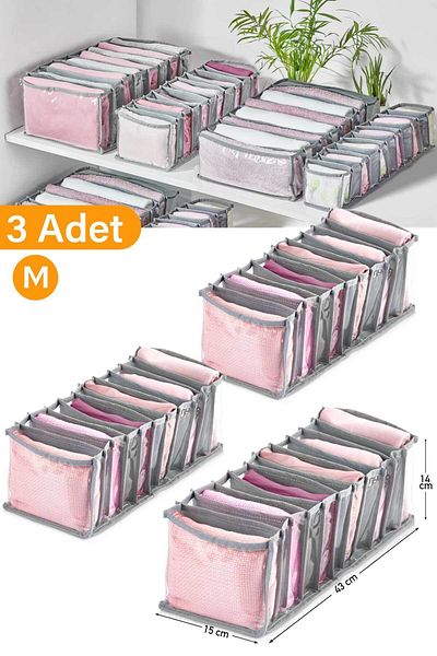 Serstil 3 Pieces - 11 Compartments Transparent Drawer Organizer - Medium