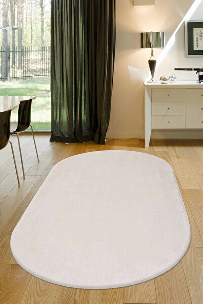 Dijidekor Peluş Halı Açık Vizon Cool Yıkanabilir Oval Post Yolluk Kilim Salon...