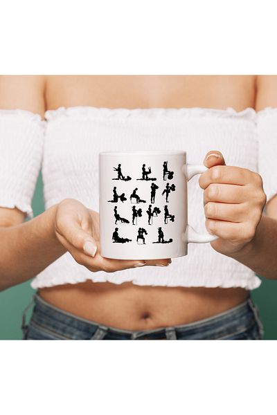 DİLAHOME كوب أبيض ممتع بتصميم صورة ظلية كاماسوترا