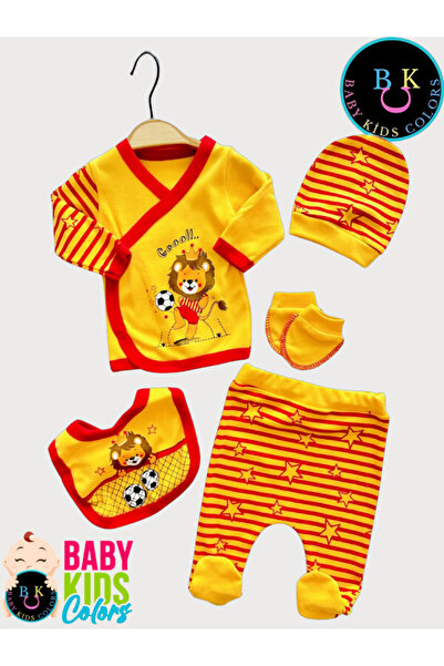 baby kids colors Yeni Doğan Bebek Taraftar Zıbın Takımı 5 Parça %100 Pamuk