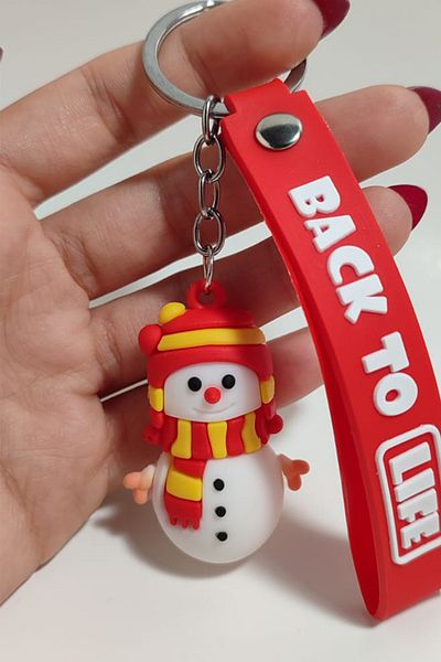 KCA HOME Cute Snowman Silicone Keychain with Yellow Red Scarf