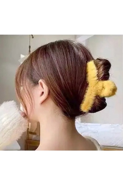 İthal Ženska žuta Pliš velika kopča sa zatvaračem, kopča