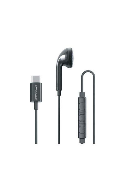 RavPower Mono Earphone with USB-C Plug, In-Line Remote, Built-in Volume Control, 1.2M Cable Length, Black
