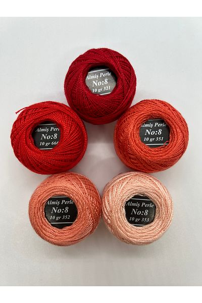 ALMİŞ Alış Perle Etamin-Cross Stitch 5'Li̇ Thread Set (10 Gr-No:8)