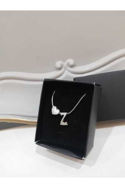 Judas Takı Women's Silver Steel Chain Heart Letter Necklace, Initial Letter N...
