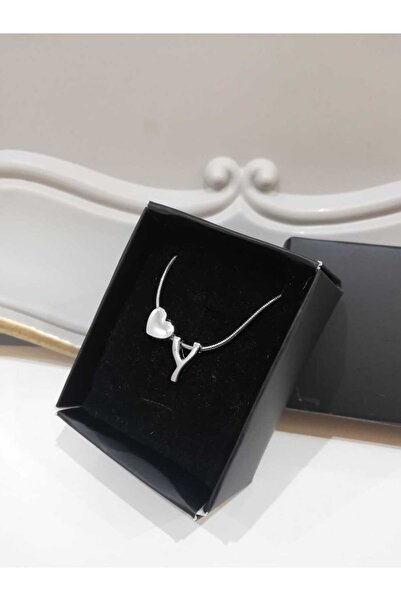Judas Takı Kadın Silver Çelik Zincirli Kalpli Harf Kolye , Baş Harfli Kolye