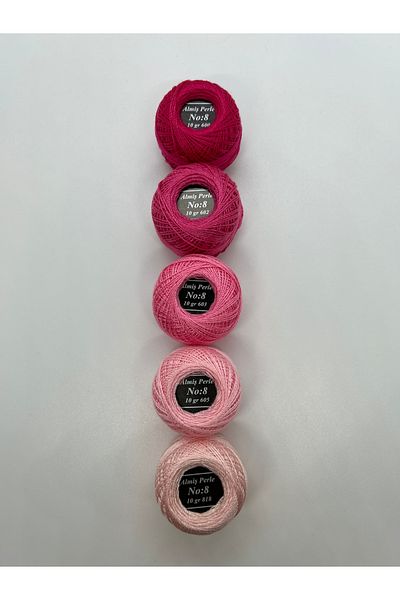 ALMİŞ Alış Perle Etamin-Cross Stitch 5'Li̇ Thread Set (10 Gr-No:8)