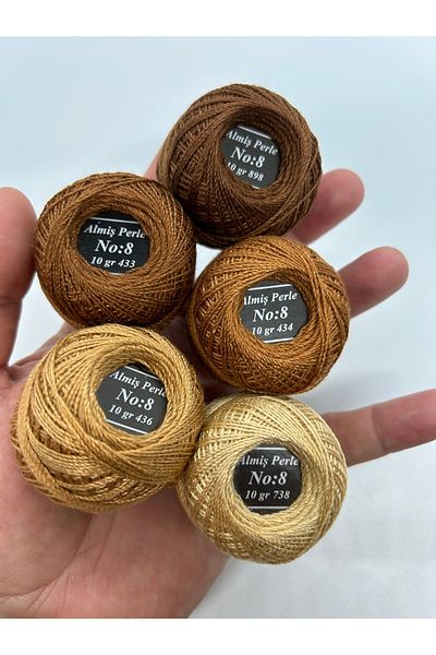 ALMİŞ Alış Perle Etamin-Cross Stitch 5'Li̇ Thread Set (10 Gr-No:8)