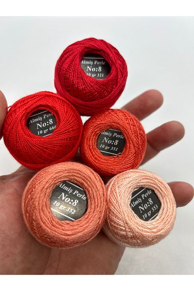 ALMİŞ Alış Perle Etamin-Cross Stitch 5'Li̇ Thread Set (10 Gr-No:8)