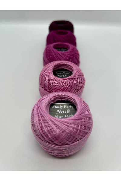 ALMİŞ Alış Perle Etamin-Cross Stitch 5'Li̇ Thread Set (10 Gr-No:8)
