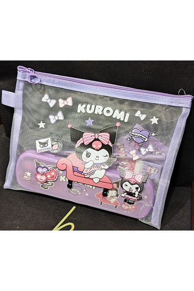 bundle island Kuromi My Melody Figured Oversized Mesh Pencil Case and Stationery Set