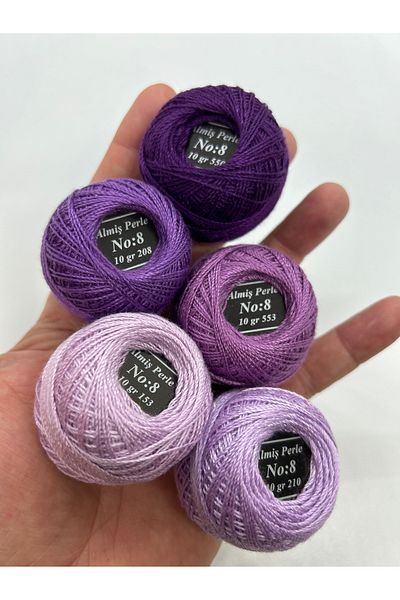 ALMİŞ Alış Perle Etamin-Cross Stitch 5'Li̇ Thread Set (10 Gr-No:8)