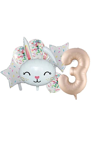 DÜVENCİ TİCARET SET BALON FOIL VÂRSTA CU CAP DE IEPURE