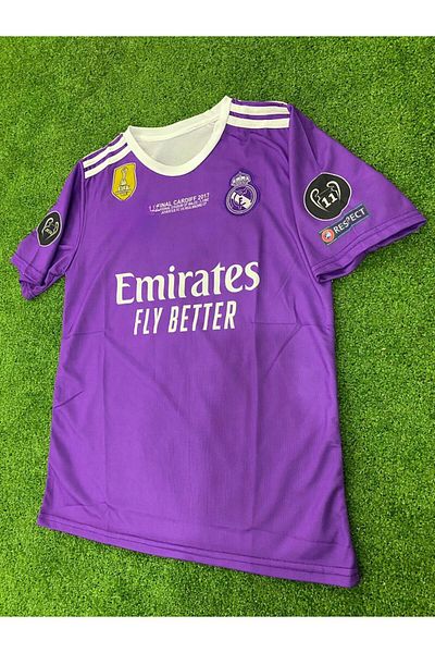 Lion Spor Real Madird Ronaldo 2016-17 Cardiff Final Μωβ κοντομάνικο μπλουζάκι για ενήλικες μωβ 7