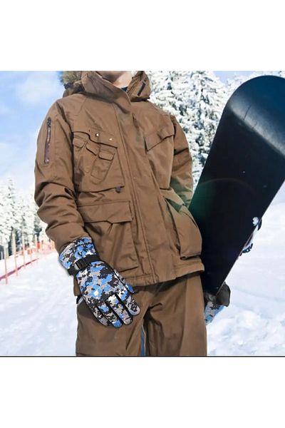 BGA Kids Winter Gloves Ski Mittens Warm Plush Lined Adjustable Unisex Waterproof Gloves