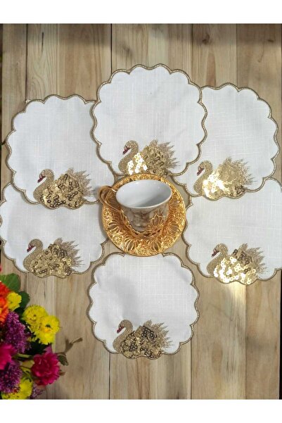 Altın Çeyiz Tekstil Набір із 6 жовтих сервірувальних серветок – лебідь та бли...