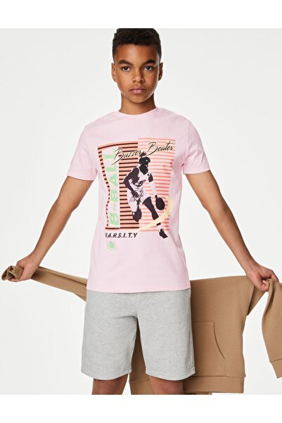 Marks & Spencer Saf Pamuklu Kısa Kollu T-shirt (6-16 Yaş)