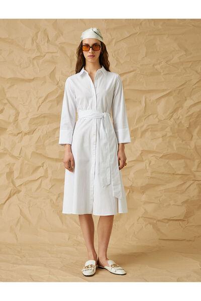 Koton Φόρεμα μακρύ πουκάμισο με λεπτομέρεια ζώνης