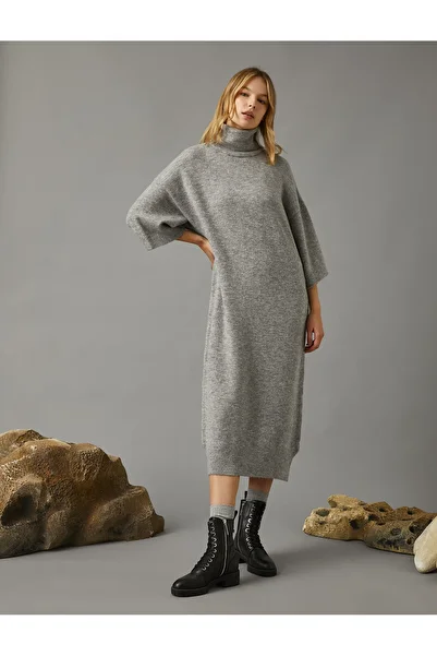 Koton Turtleneck Bat Sleeve Long Knitwear Dress
