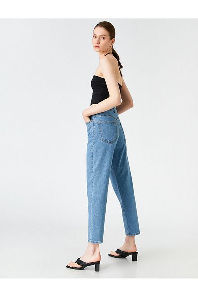 Koton Comfortable Cut High Waist Lightweight Narrow Leg - Mom Jean