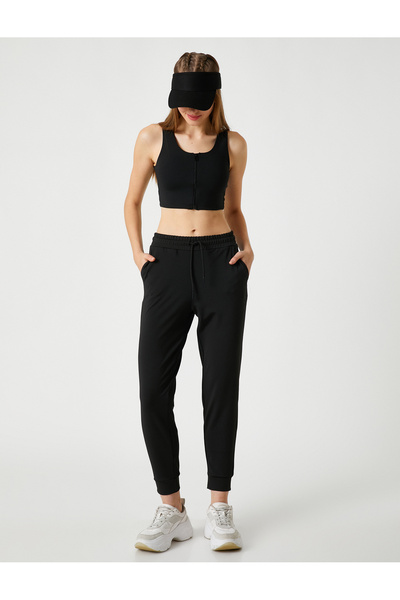 Koton Jogger-Jogginghose mit Tasche und Bindegürtel, normale Taille