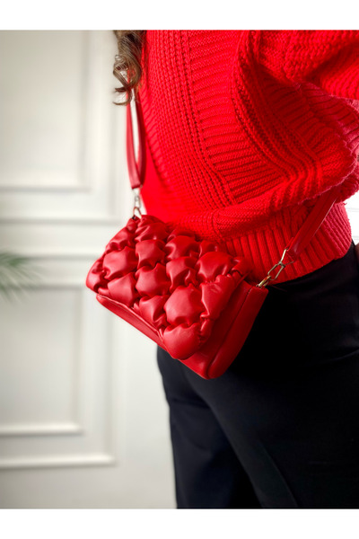 modvina Geantă de umăr pentru femei umplută roșie