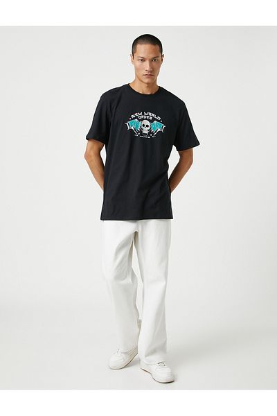 Koton Basic T-Shirt Skull Printed Crew Neck
