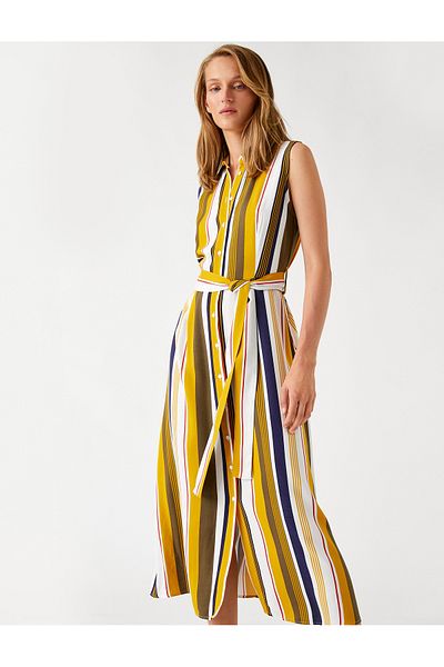 Koton Viscose Shirt Dress - Belted Design