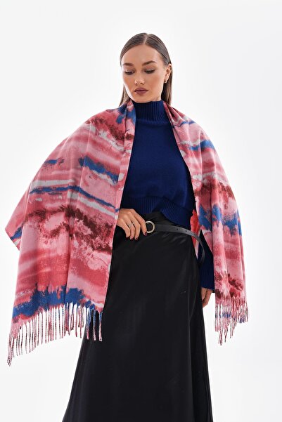 BALIENTE Tie-Dye Pink Tasseled Women's Shawl