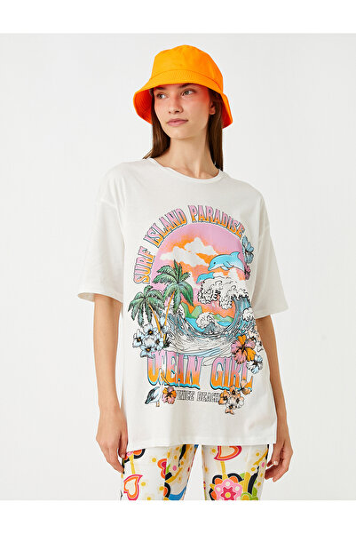 Koton Μπλουζάκι με κοντό μανίκι με λαιμόκοψη