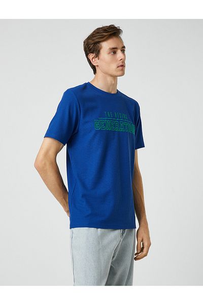 Koton Σλόγκαν Κεντημένο T-Shirt Crew Neck Κοντό μανίκι