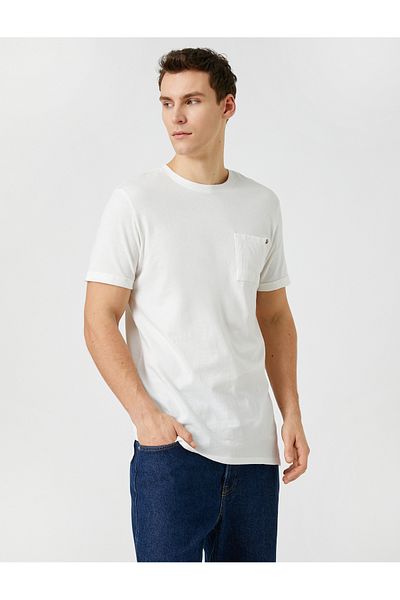 Koton Basic T-Shirt Pocket Detailed Crew Neck Short Sleeve