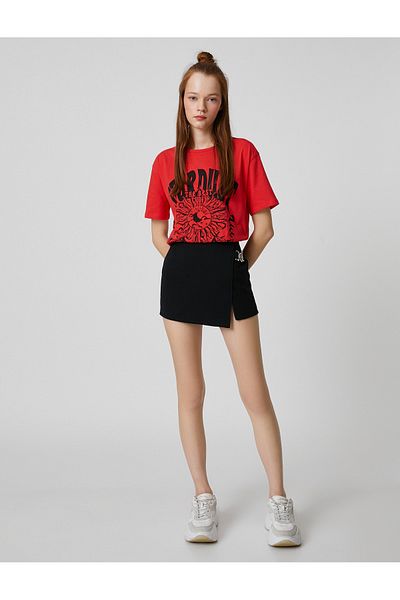 Koton Printed T-Shirt Crew Neck Short Sleeve Straight Cut