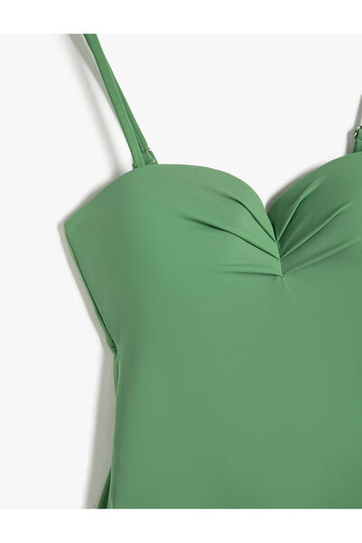 Koton Basic Swimsuit Thin Removable Straps Draped Underwire Covered