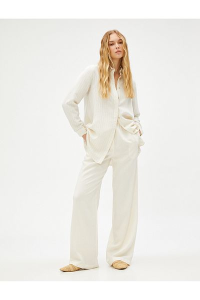 Koton Hose mit geradem Bein und Taschen aus Leinenmischung
