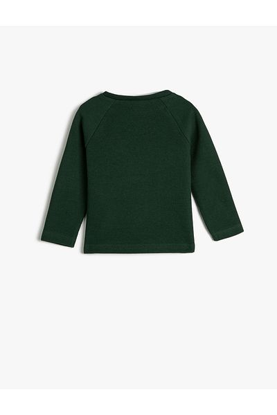 Koton Basic Sweatshirt Buttoned Collar Crew Neck Ribbed Cotton
