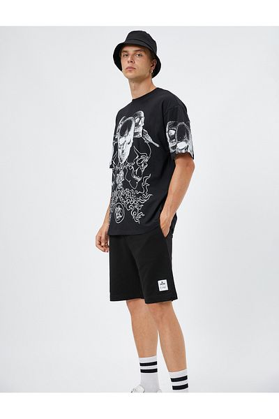Koton Lace Waist Shorts Slim Fit Pocket Label Printed