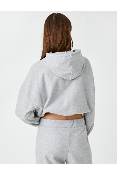 Koton Crop kapucnis pulóver elasztikus derékkal