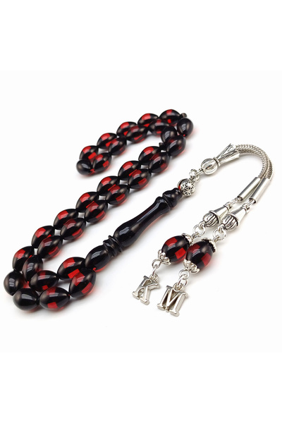 Selderesi Kişiye Özel Harfli Püskül Sürmeli Toz Kehribar Tesbih