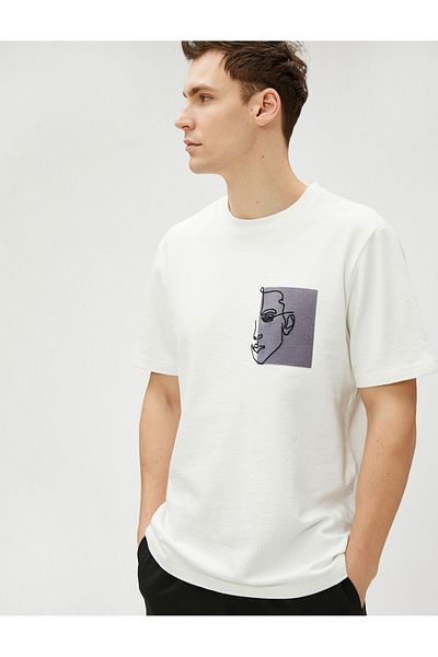 Koton Silhouette Κεντημένο T-Shirt Crew Neck Βαμβακερό κοντό μανίκι