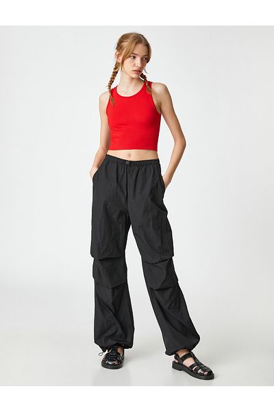 Koton Halter Neck Corded Tank Top - Basic Sleeveless Crop Top